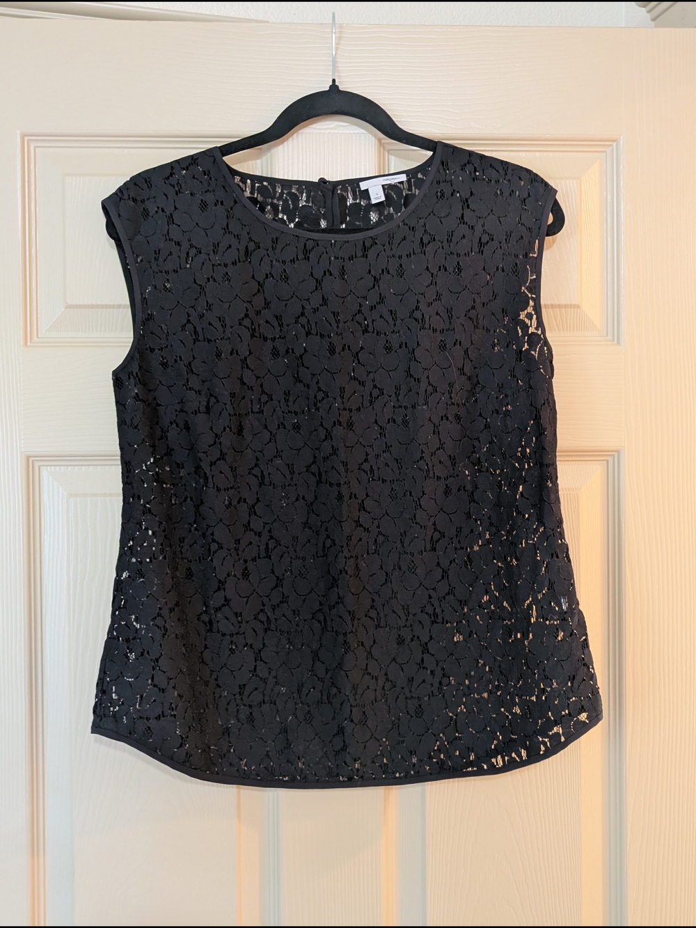 Halogen Black Floral Lace Sleeveless Blouse